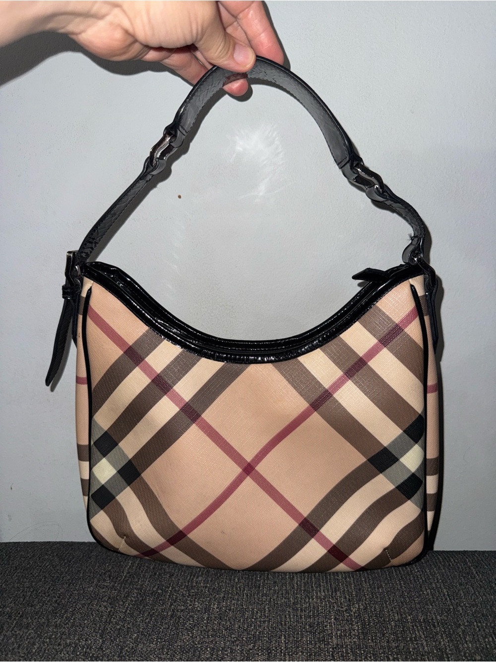 2009-2011 BURBERRY NOVA CHECK COATED CANVAS SMALL BARTON HOBO BAG